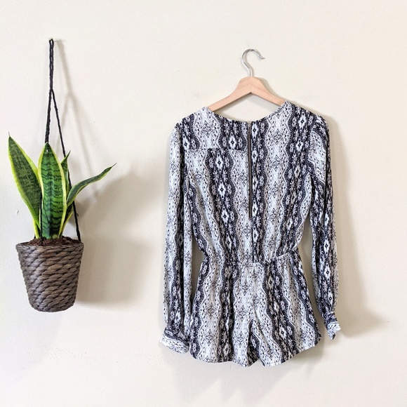 Volcom Boho Print Long Sleeve V-Neck Romper - Picture 7 of 7